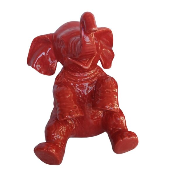 RARE Disney Parks Jungle Cruise Attraction Red Ceramic Elephant Figurine 6" - Picture 2 of 6